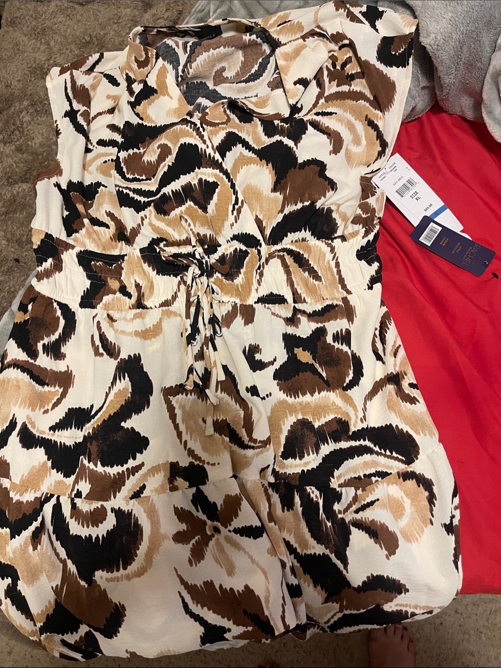 Chetta B Brown & Cream Animal-Print Mini Dress